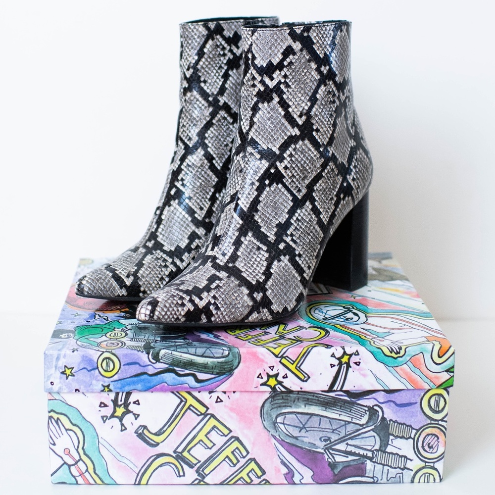 Jeffrey Campbell Raven Bootie in Grey Black Python